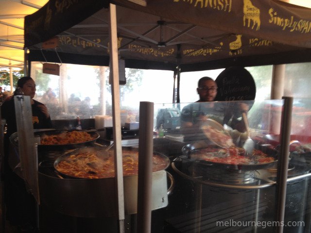 big pan paellas at South Melbourne Market